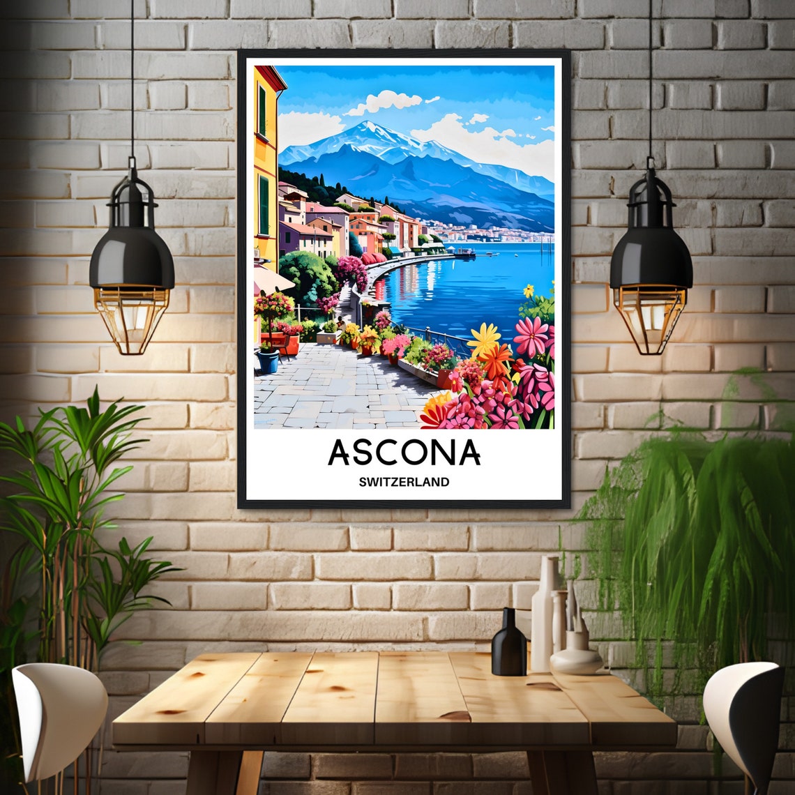 Ascona Switzerland Lake Maggiore Flower Promenade Terrace Poster - Image 3