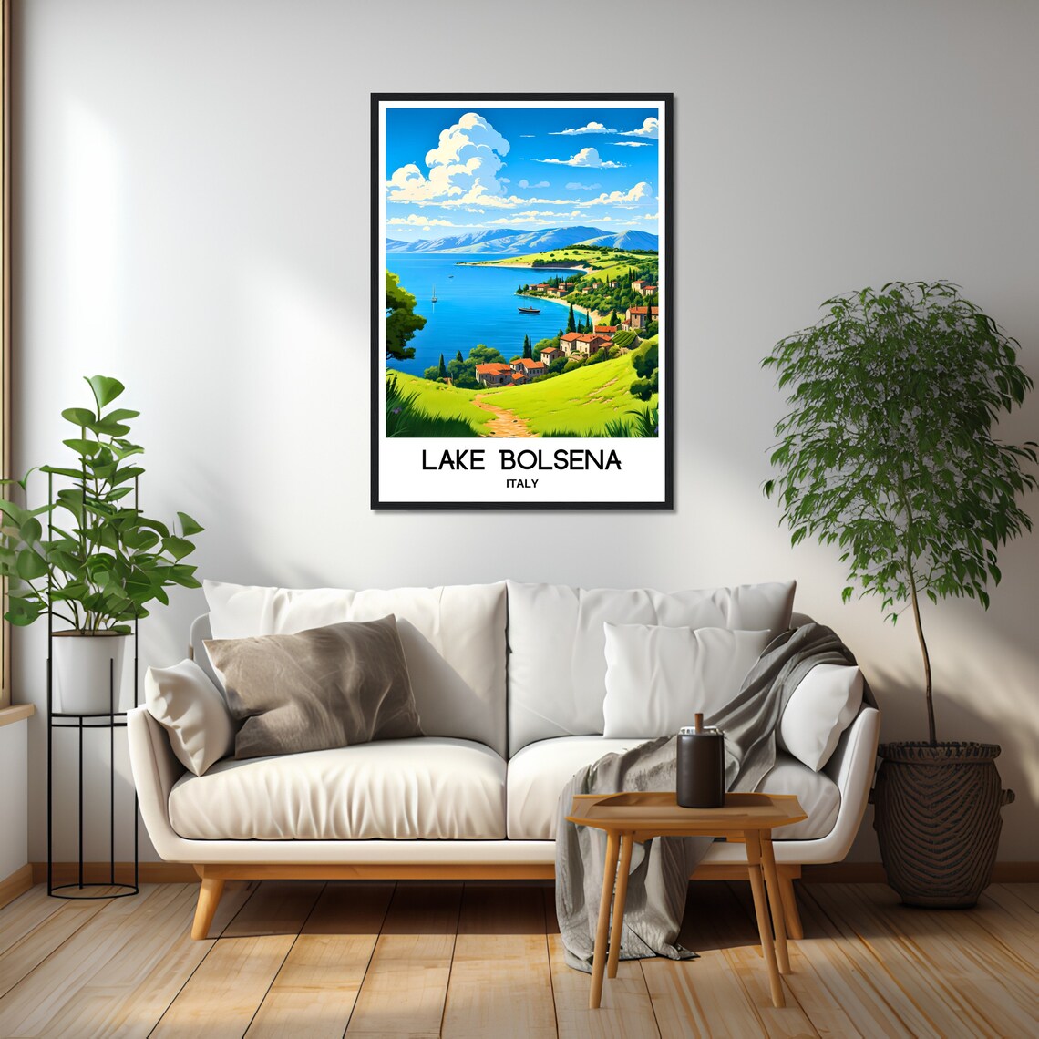 Lake Bolsena Italy Hillside Villages Blue Water Summer Poster - Image 2