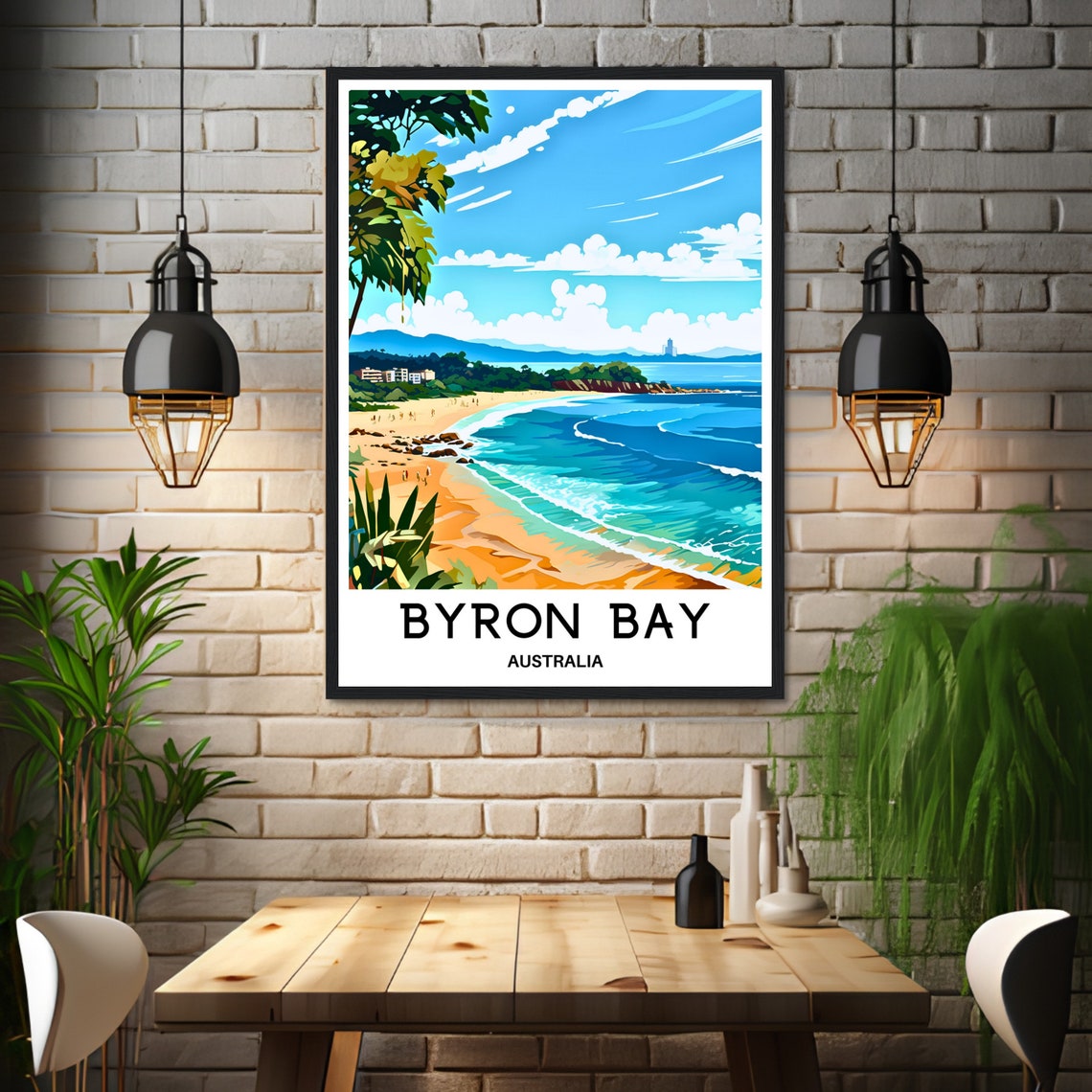 Byron Bay Beach Surf Waves Lighthouse Headland Australia Coast Poster - Image 3