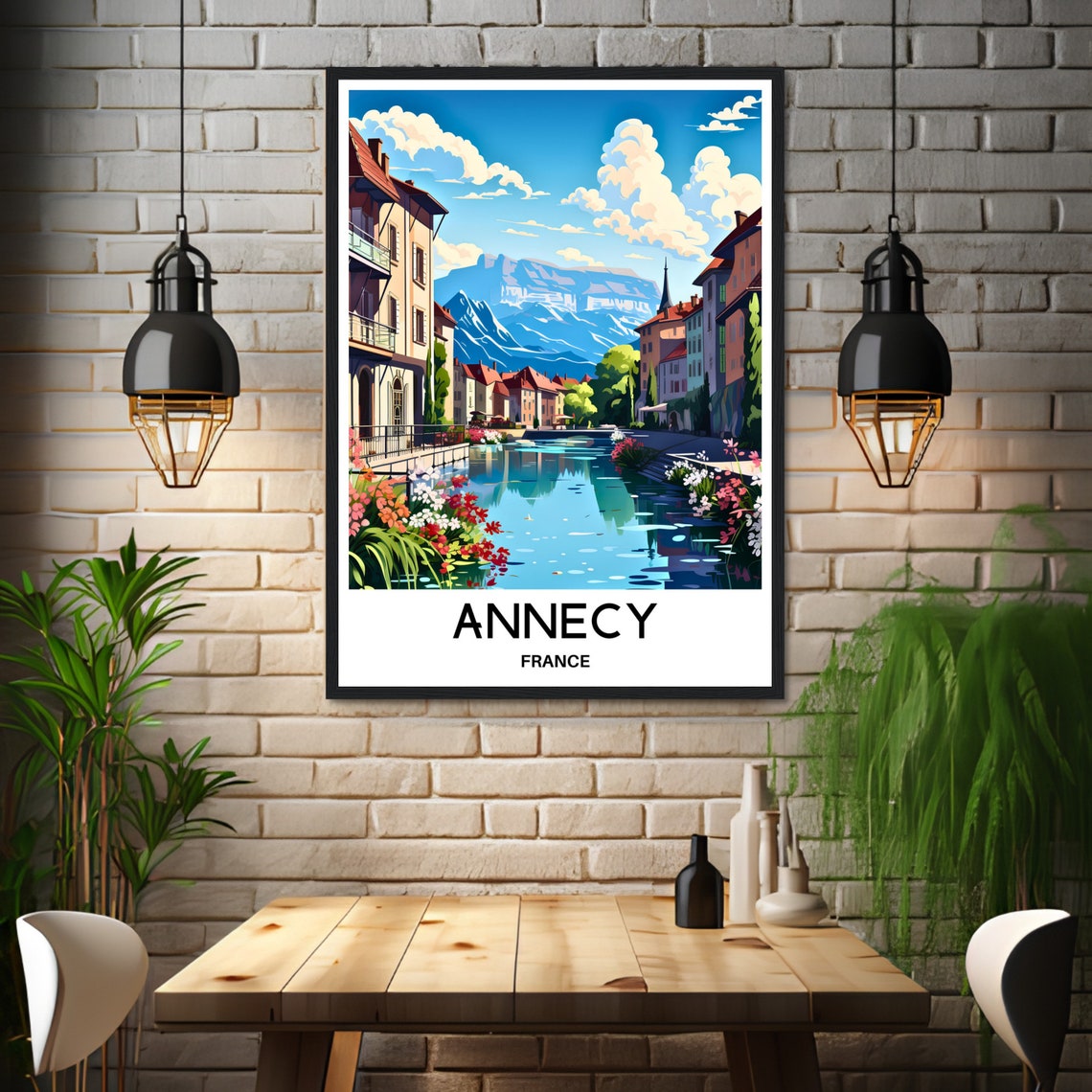 Annecy Travel Print Annecy Poster French Art Print France Lover Gift Wall Hanging Art Home Office Desk Decor Annecy City Illustration - Image 3