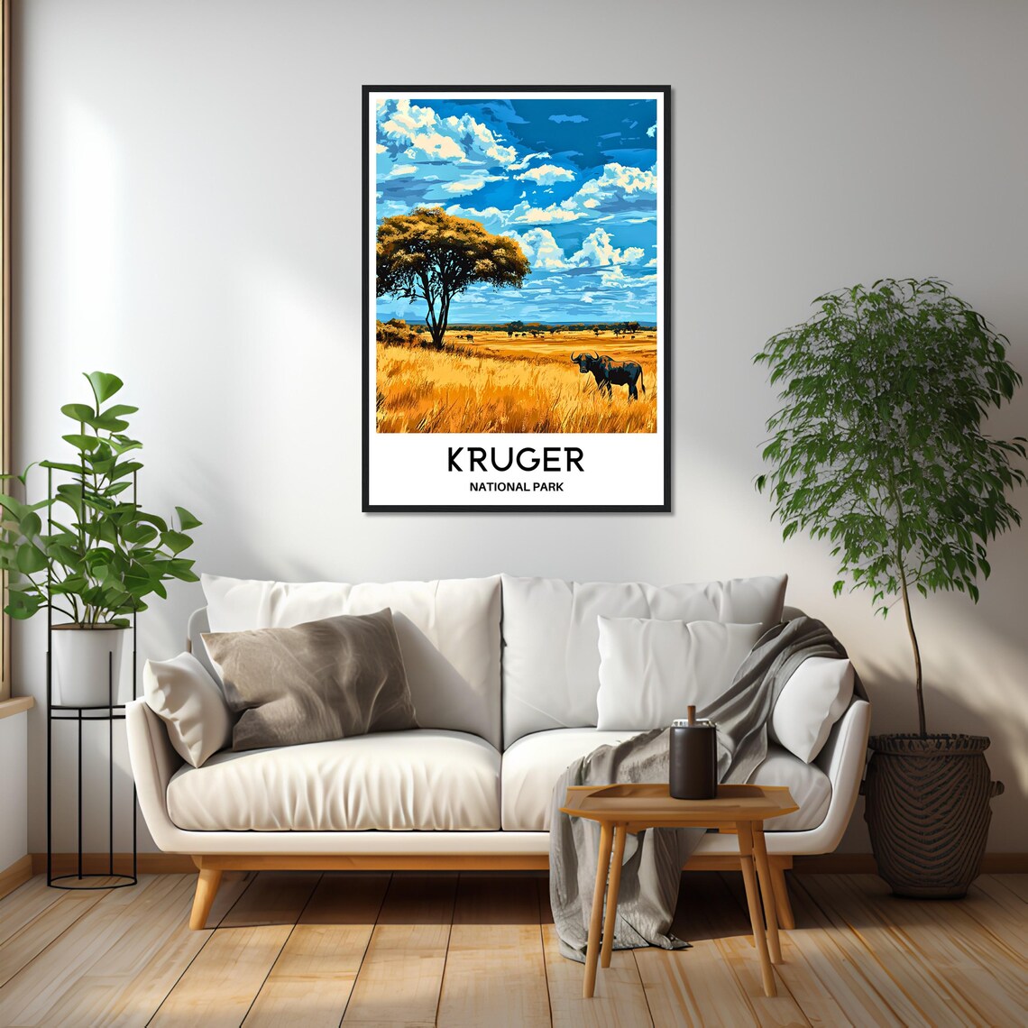 Kruger National Park Buffalo Safari Sunset Vintage Travel Art Poster - Image 2