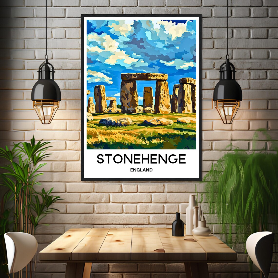 Stonehenge England Ancient Standing Stones Bright Sky Travel Poster - Image 3