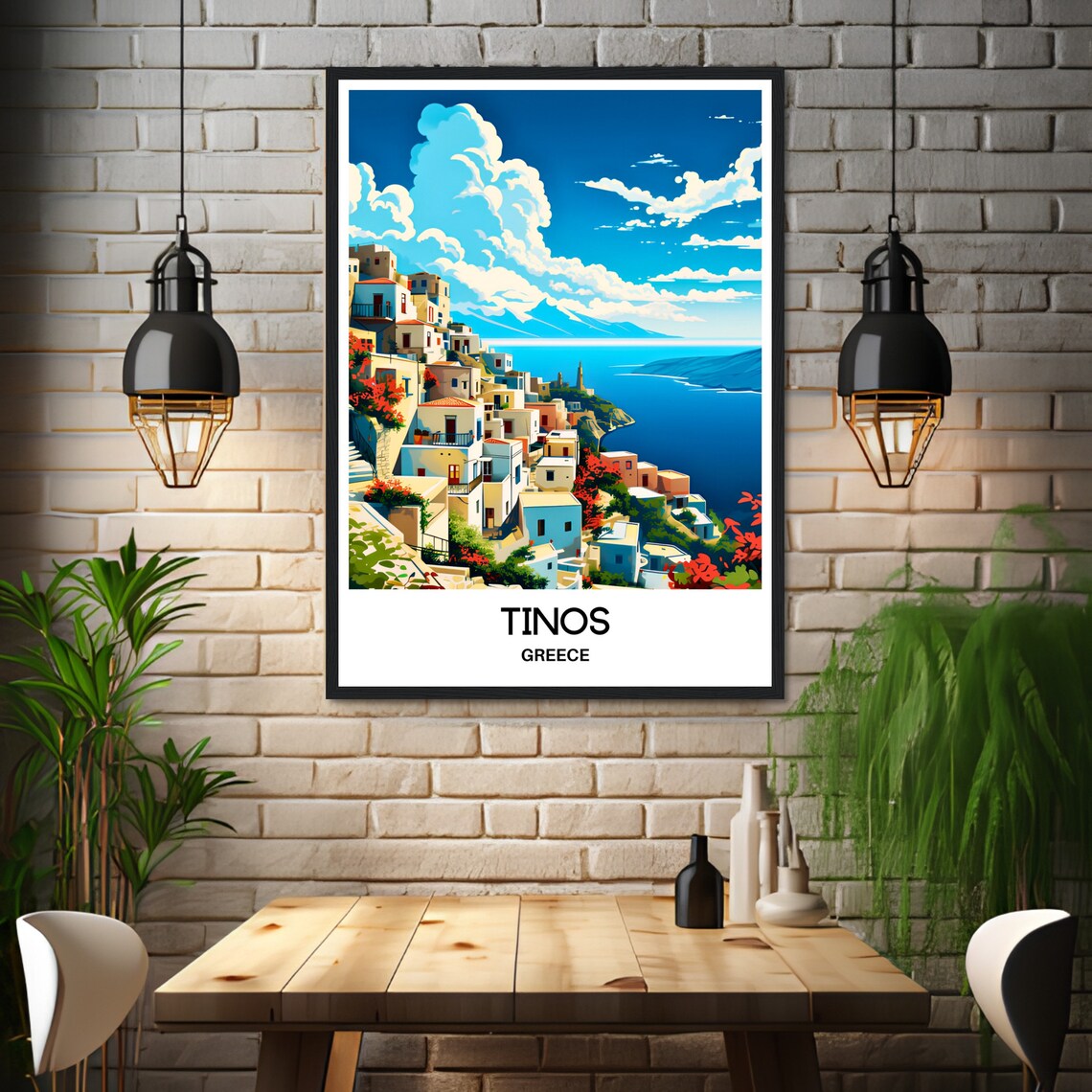 Tinos Travel Print Tinos Poster Greek Art Print Greece Lover Gift Wall Hanging Art Home Office Decor Tinos Island Illustration - Image 3