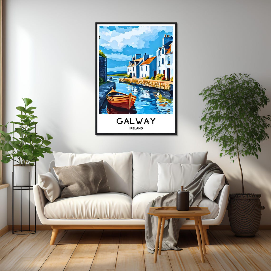 Galway Ireland Colorful Harbor Boat Travel Illustration Poster - Image 2