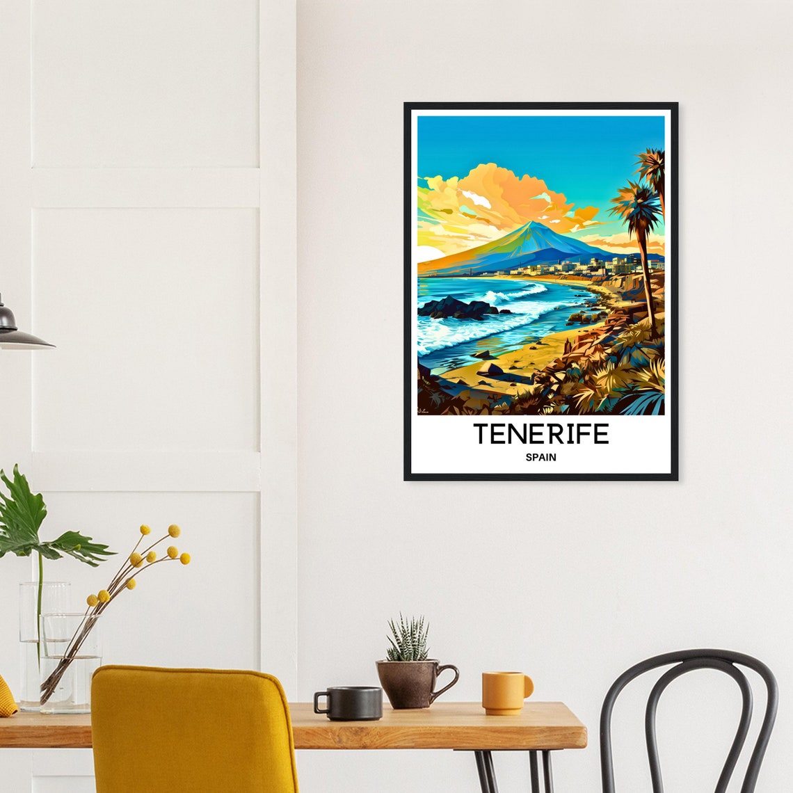 Tenerife Spain Beach and Mount Teide Volcano Coastline Travel Poster - Image 2