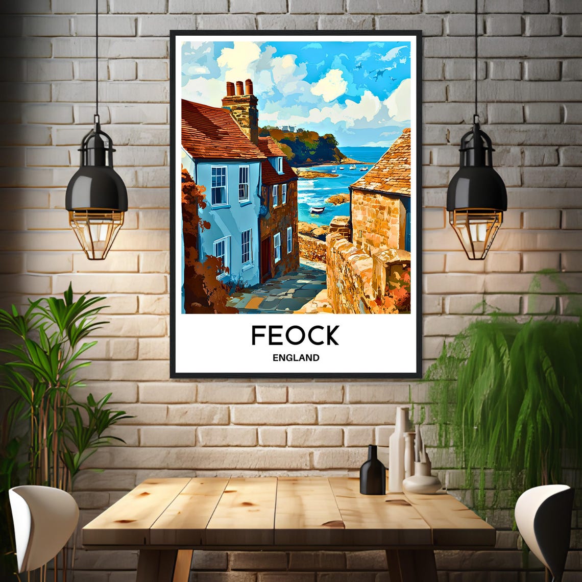 Feock England Coastal Village Seaside Cottages Travel Poster - Image 3