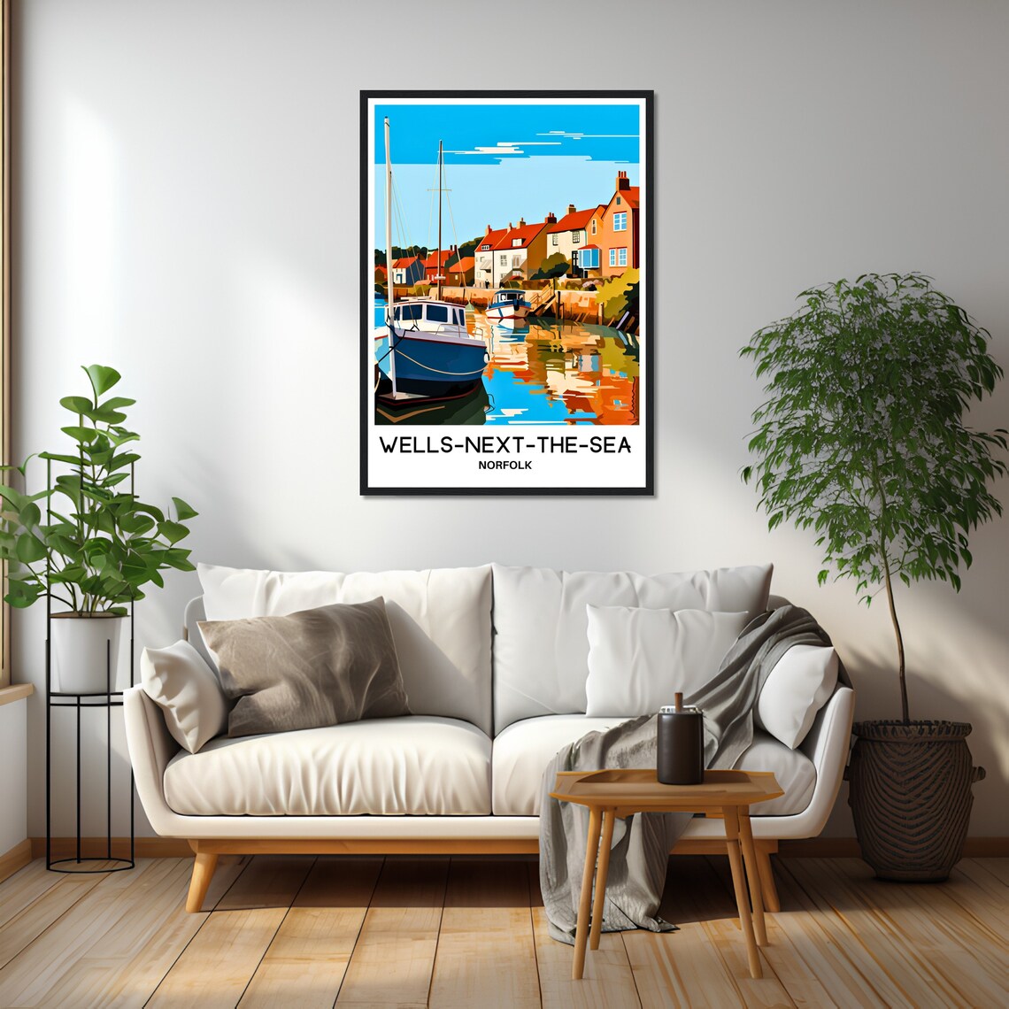 Wells-Next-The-Sea Norfolk Harbor Cottages Travel Art Poster - Image 2