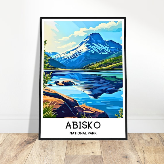 Abisko National Park Sweden Mountain Lake Reflection Travel Poster