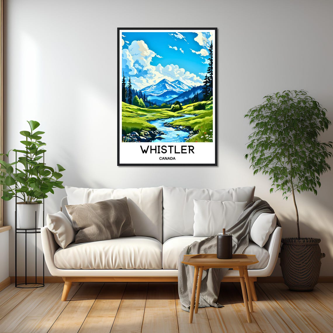 Whistler Canada Colorful Mountain Valley Stream Illustration Poster - Image 2