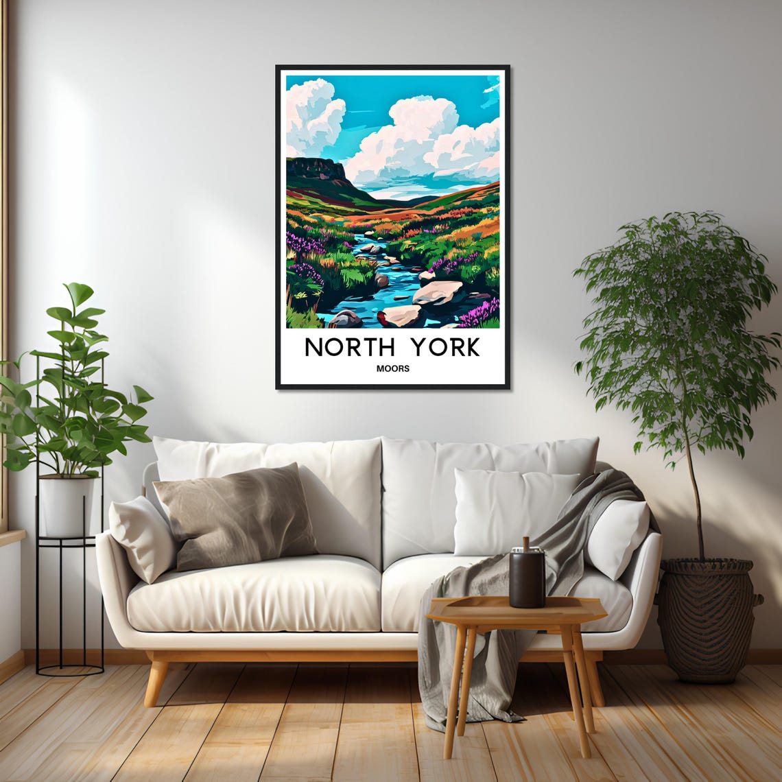 North York Moors England Heather Hills Stream Scenic Travel Poster - Image 2