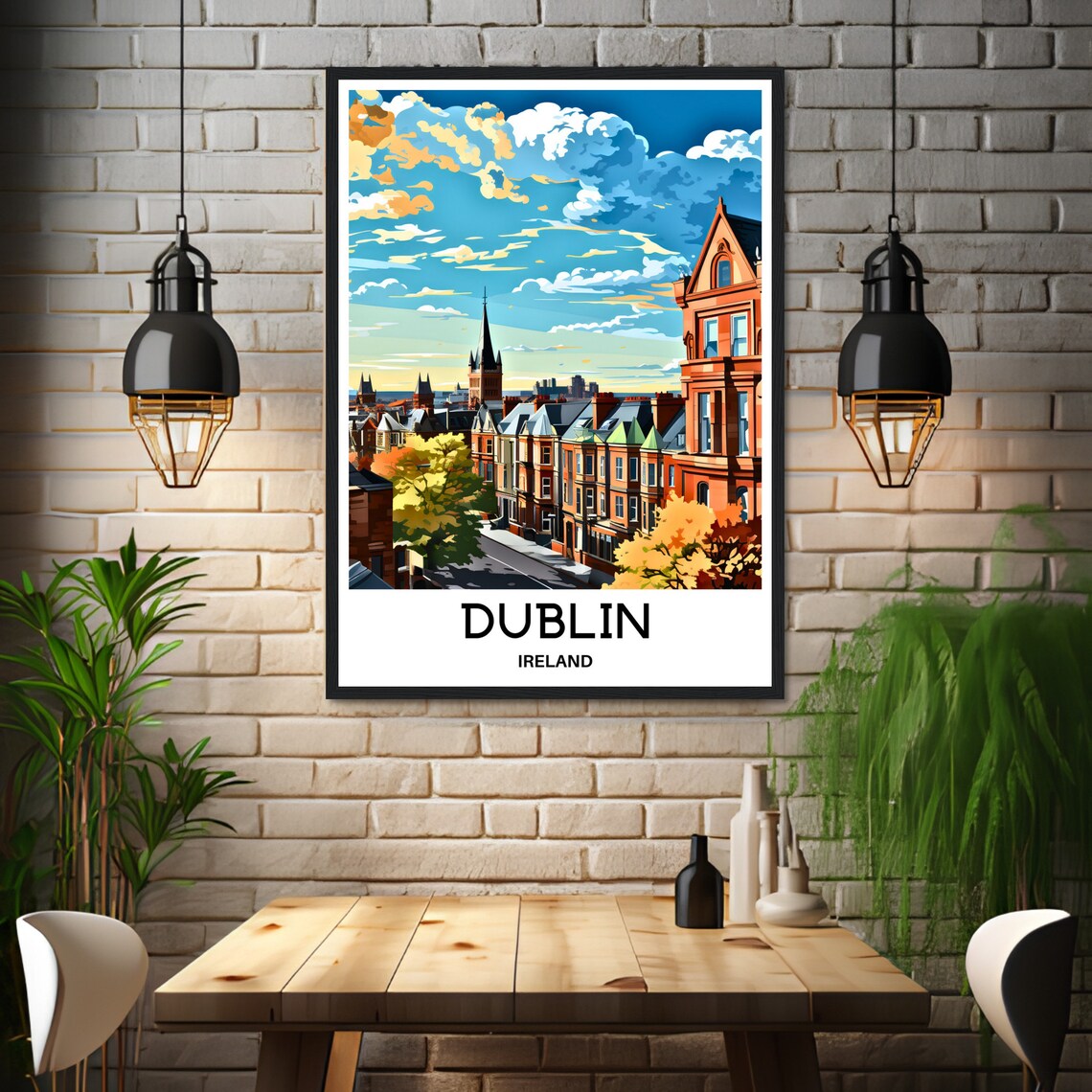 Dublin Ireland Historic Georgian Streets Autumn Travel Poster - Image 3