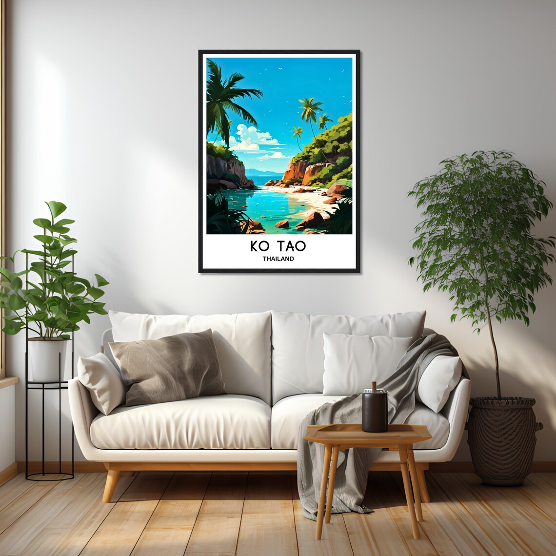 Ko Tao Thailand Rocky Palm Cove Tropical Beach Travel Poster - Image 2