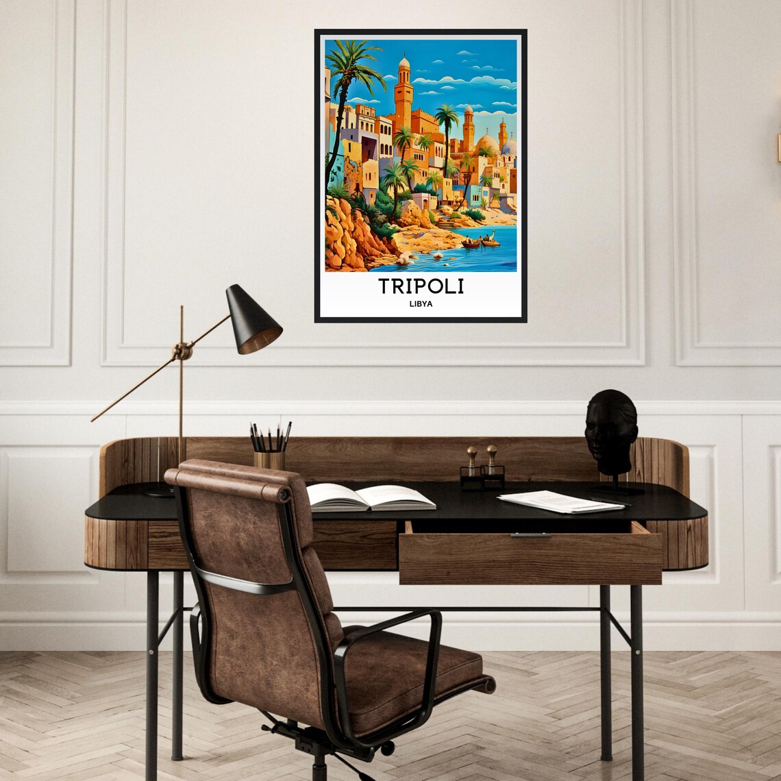 Tripoli Libya Old Town Minarets Harbour Palm Trees Travel Poster - Image 3