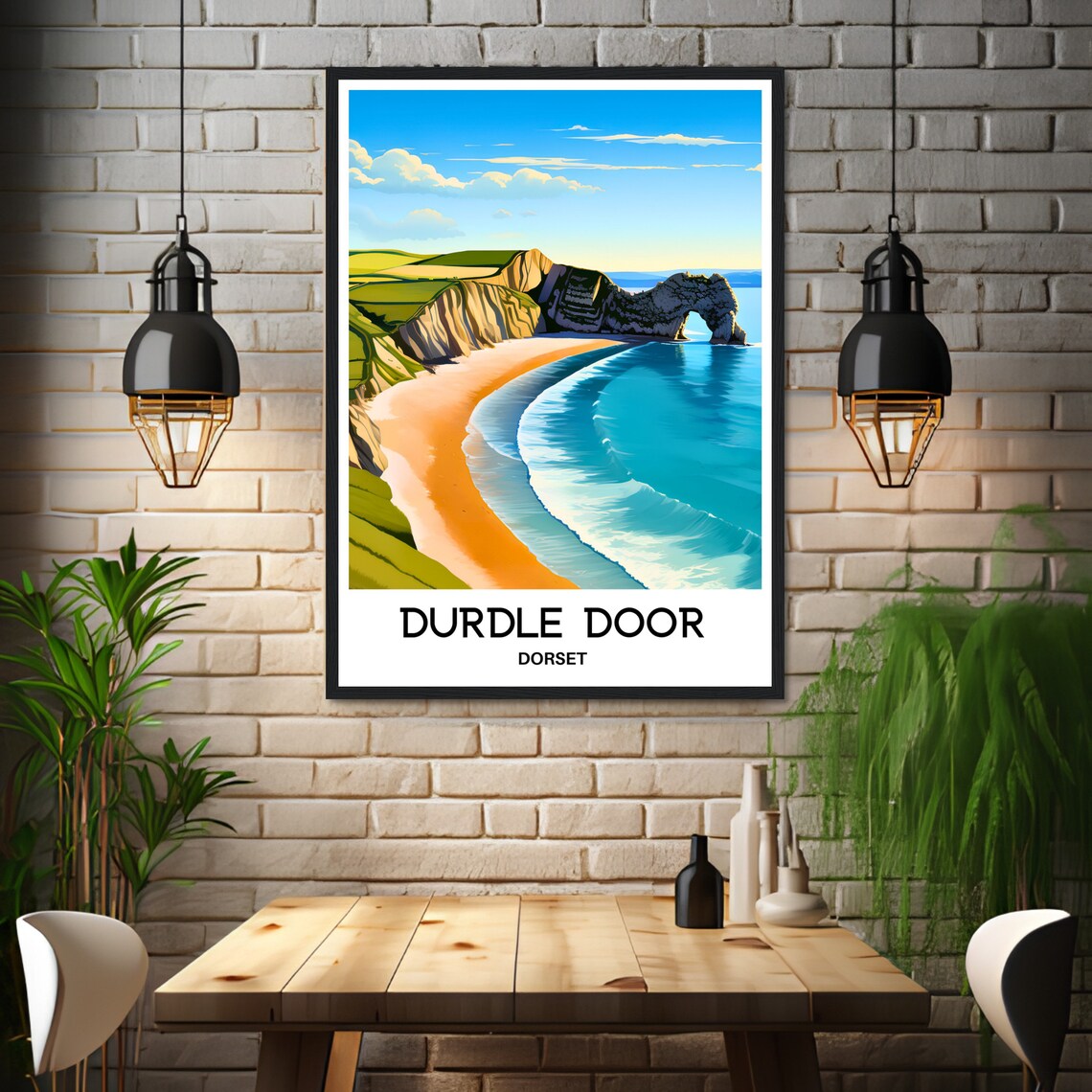 Durdle Door Dorset Golden Beach and Limestone Arch Travel Poster - Image 3