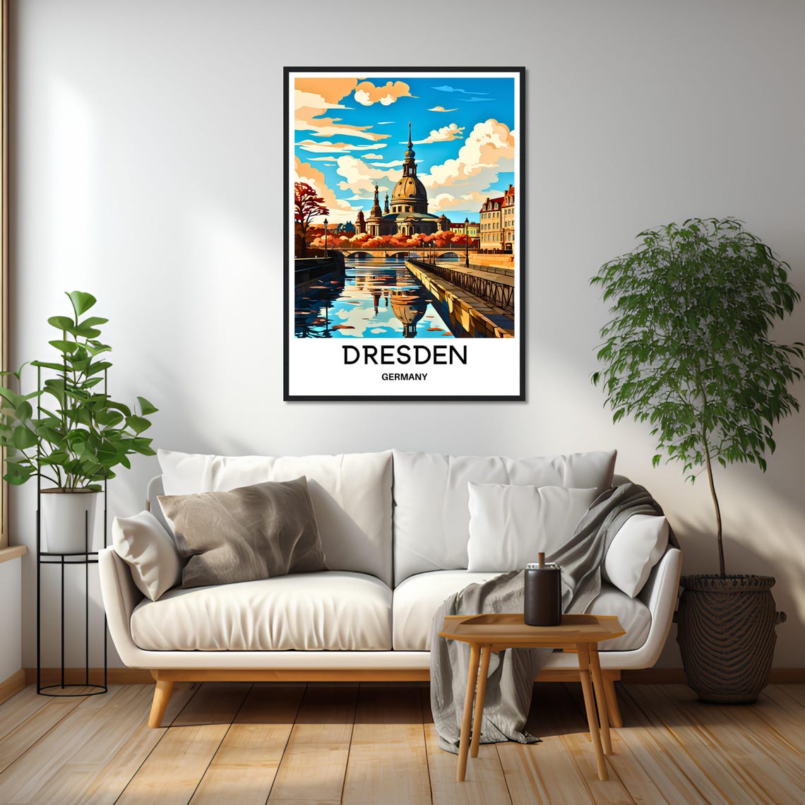 Dresden Germany Frauenkirche Elbe River Vintage Travel Poster - Image 2