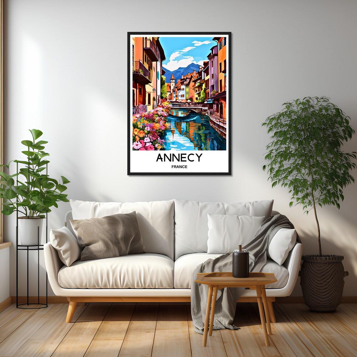 Annecy France Blooming Flower Canal Picturesque Old Town Travel Poster - Image 2