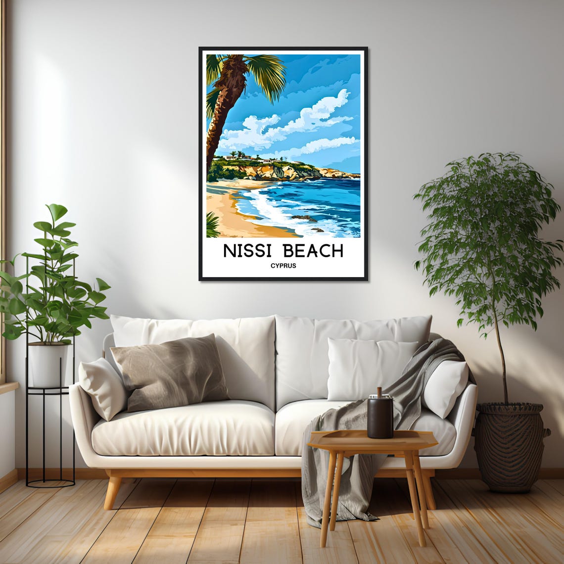 Nissi Beach Cyprus Palm Tree Golden Coast Beach Travel Poster - Image 2