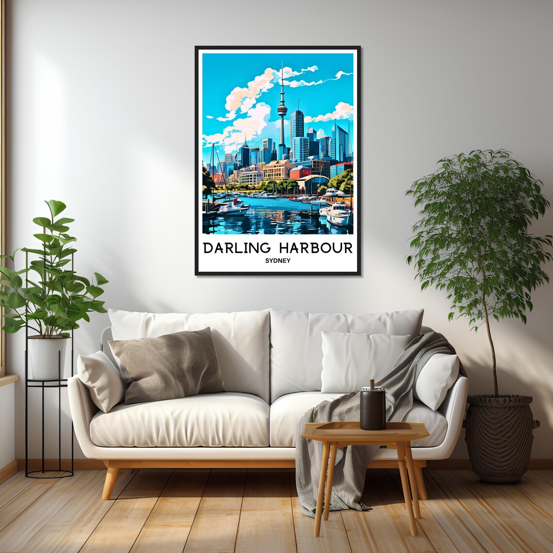 Darling Harbour Sydney Australia Skyline Marina Tower Travel Poster - Image 2