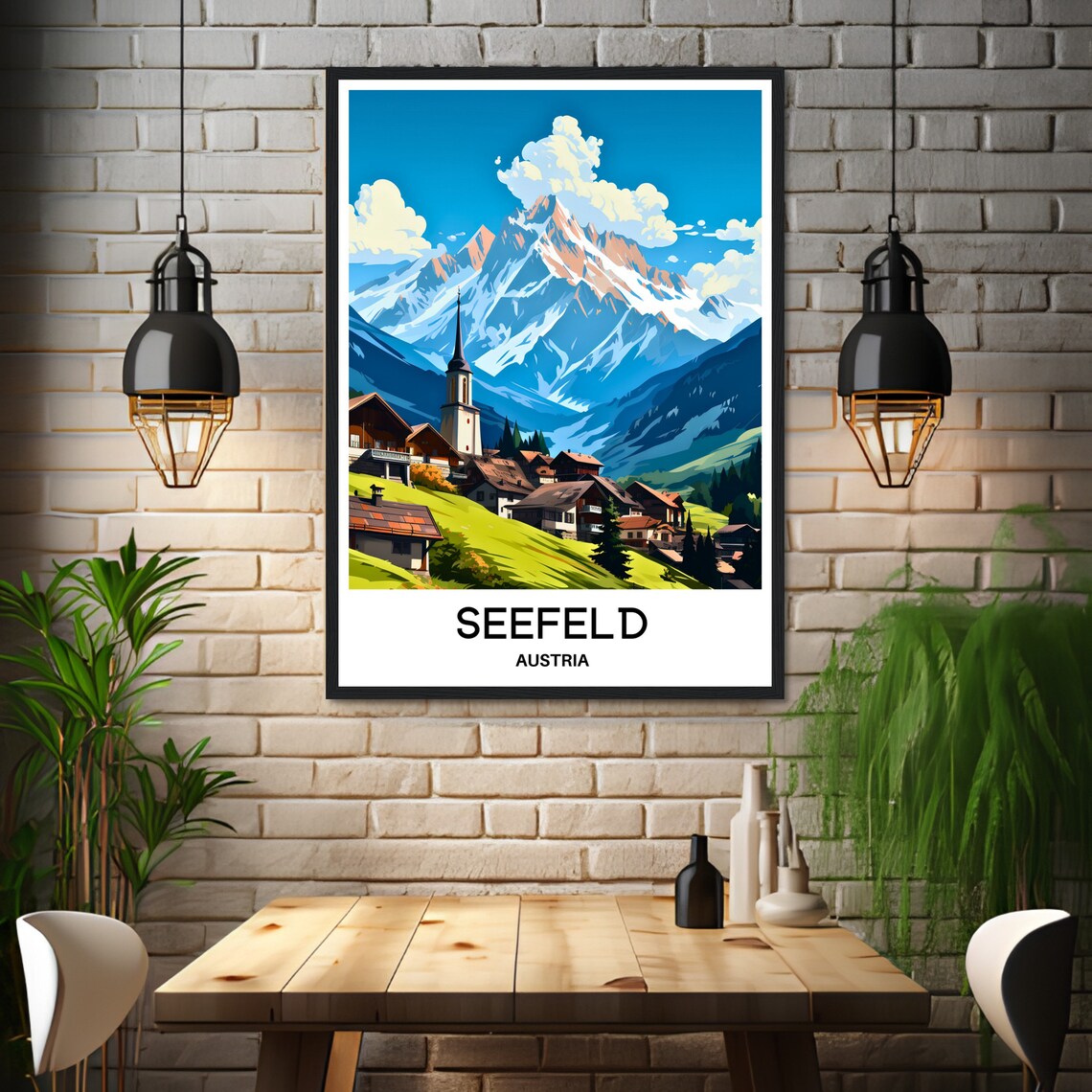Seefeld Austria Alpine Village Church Peak Travel Art Poster - Image 3