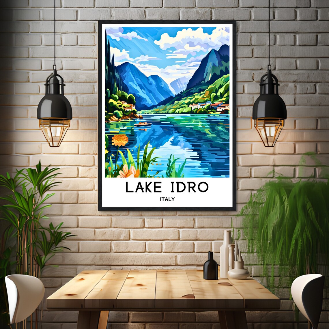Lake Idro Italy Alpine Lake Mountain Reflection Travel Poster - Image 3