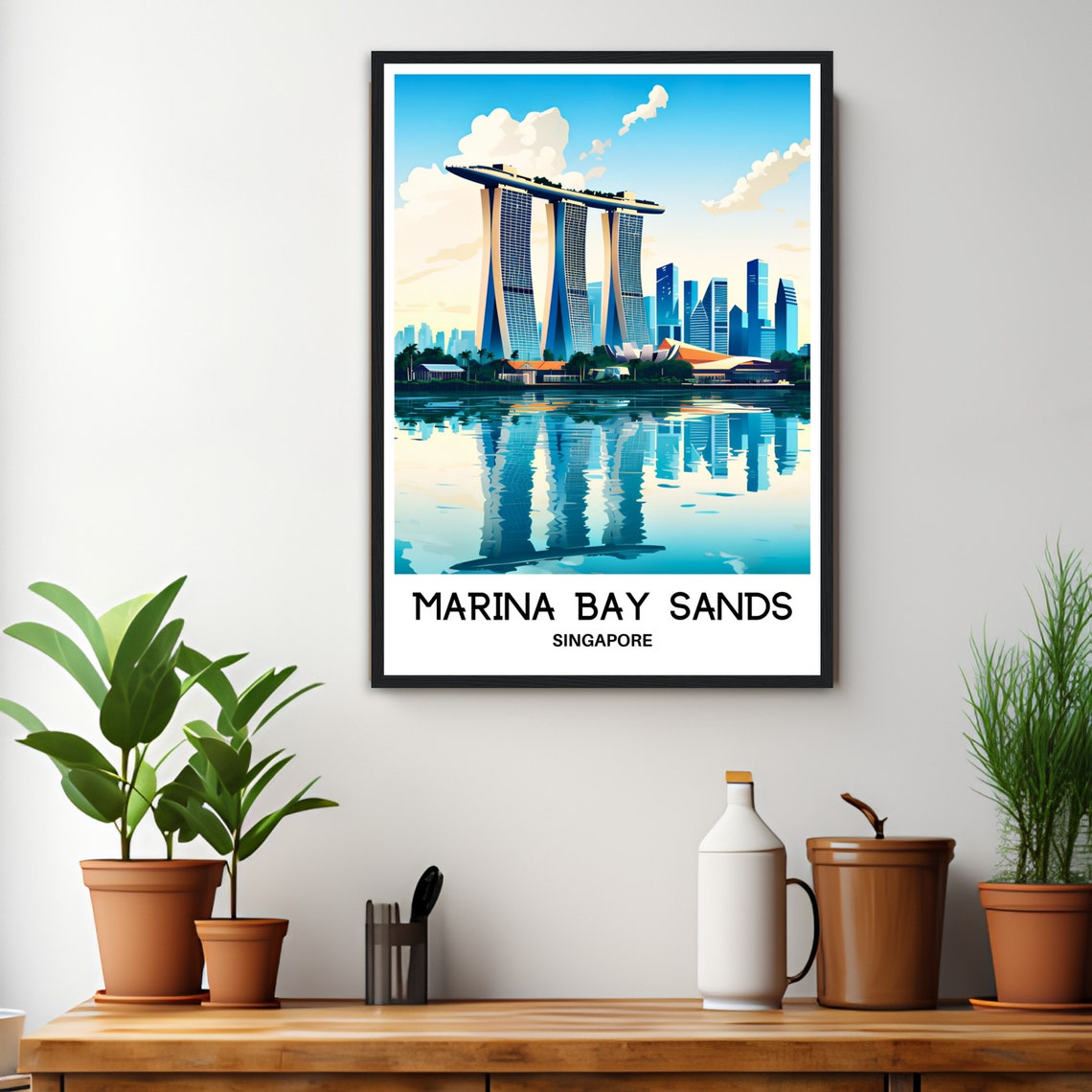 Marina Bay Sands Singapore Mirror Reflection Calm Daytime Poster - Image 3