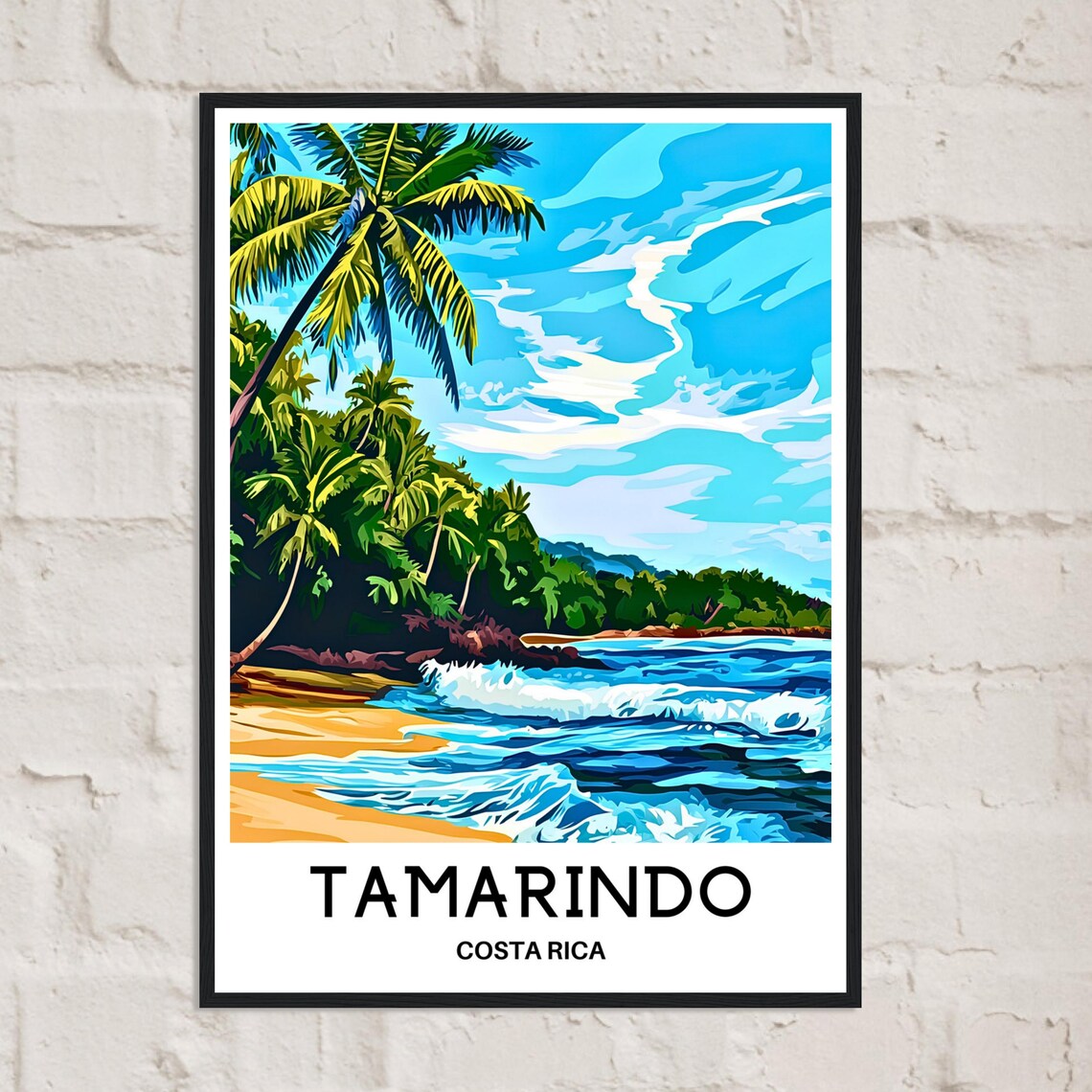 Tamarindo Costa Rica Palm Beach Rolling Waves Surf Travel Poster - Image 2