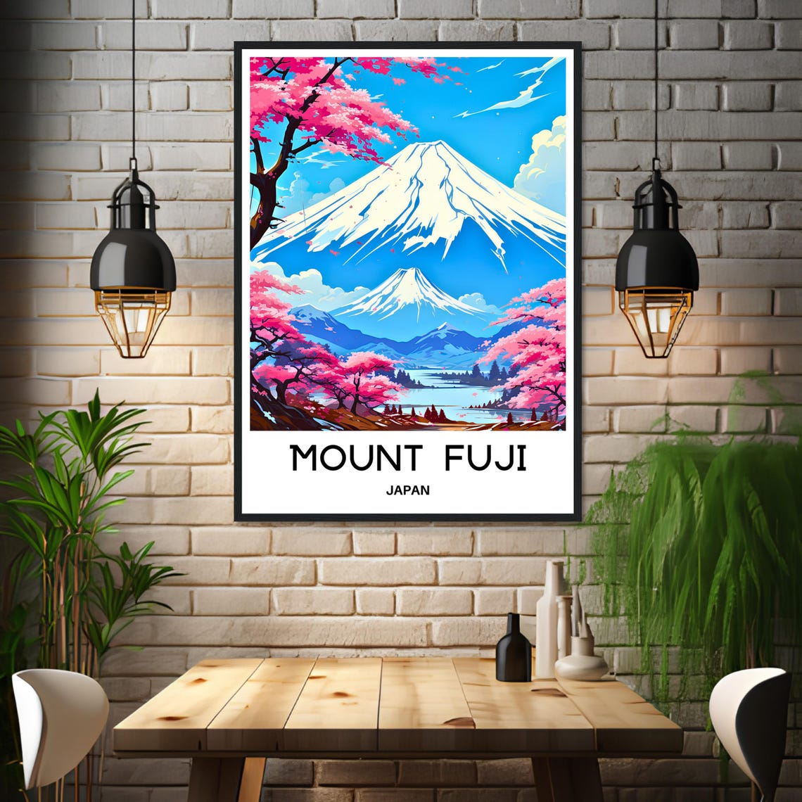 Mount Fuji Japan Cherry Blossom Spring Vintage Travel Poster - Image 3