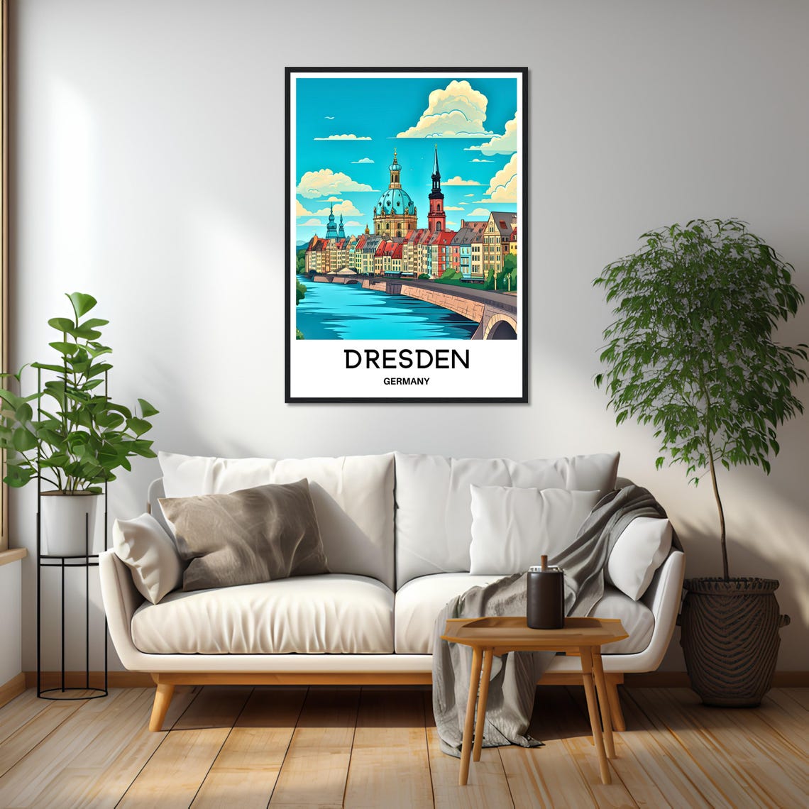 Dresden Germany Elbe River Old Town Skyline Cityscape Poster - Image 2