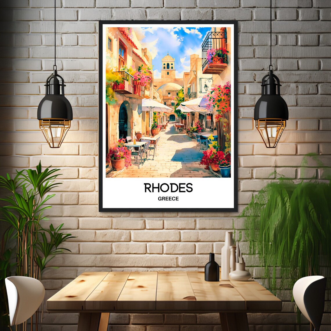 Rhodes Watercolor Travel Poster, Greek Island Art Print - Image 3