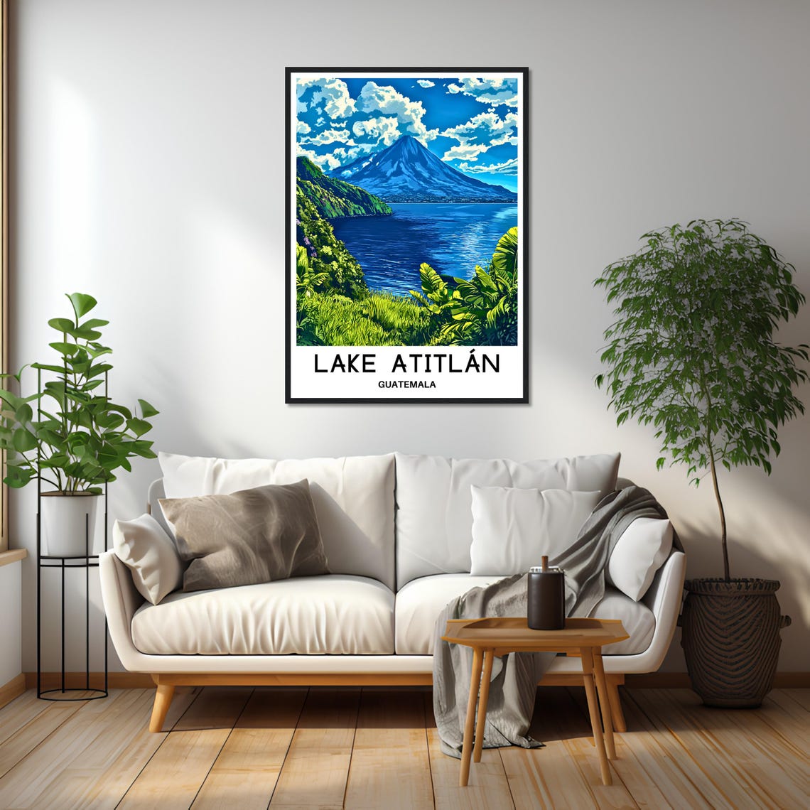 Lake Atitlan Volcano Across Deep Blue Water Guatemala Poster - Image 2