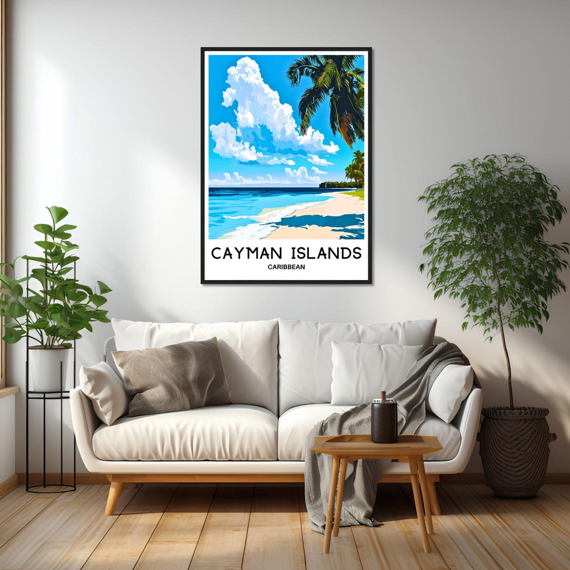 Sunny Cayman Islands Caribbean Palm Beach Paradise Travel Poster - Image 2