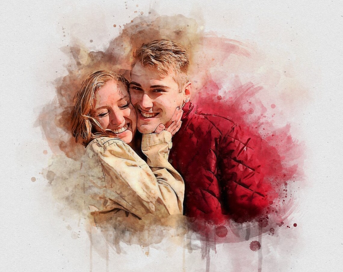 Custom Wedding Portrait From Photo, Watercolor Gift