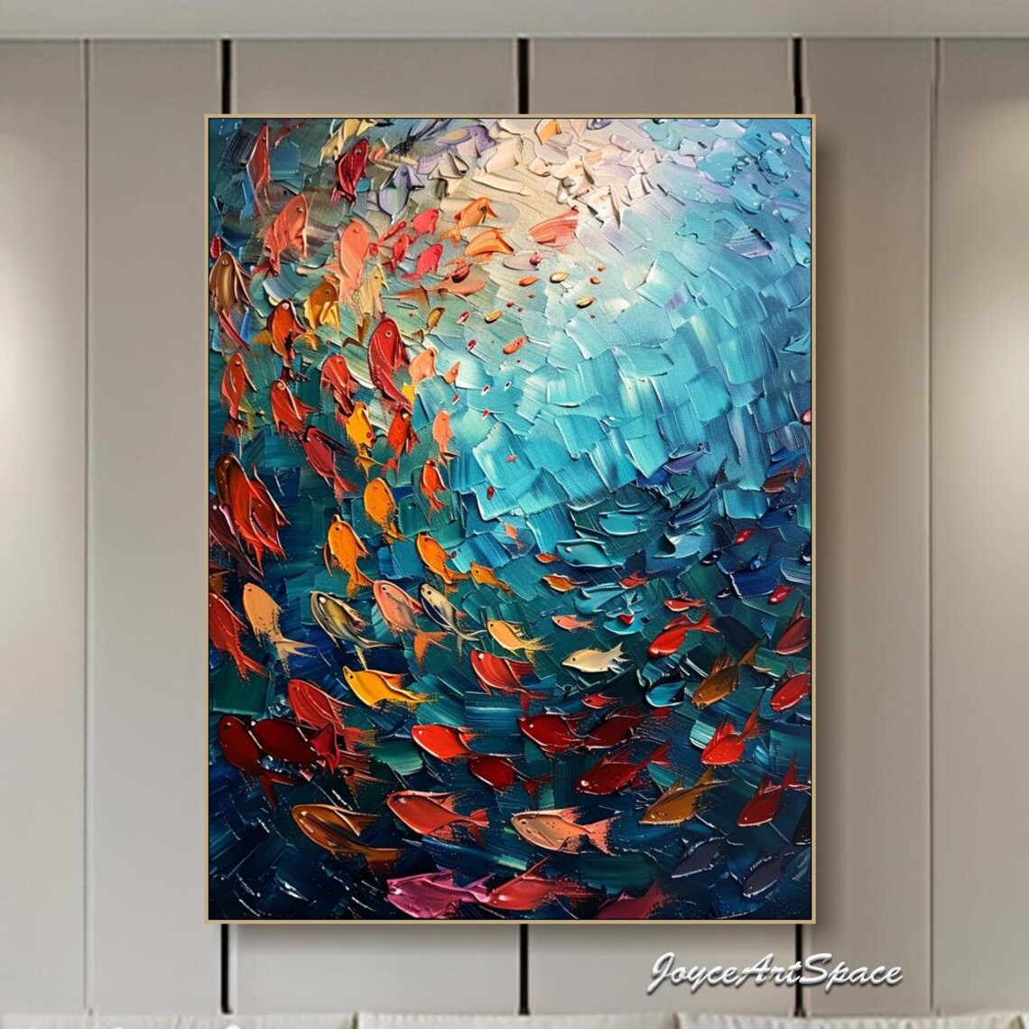 Colorful Wall Art Underwater Fish Painting On Original Boho Wall Art Large Texture Wall Art Abstract Ocean Wall Art Custom Wall Art