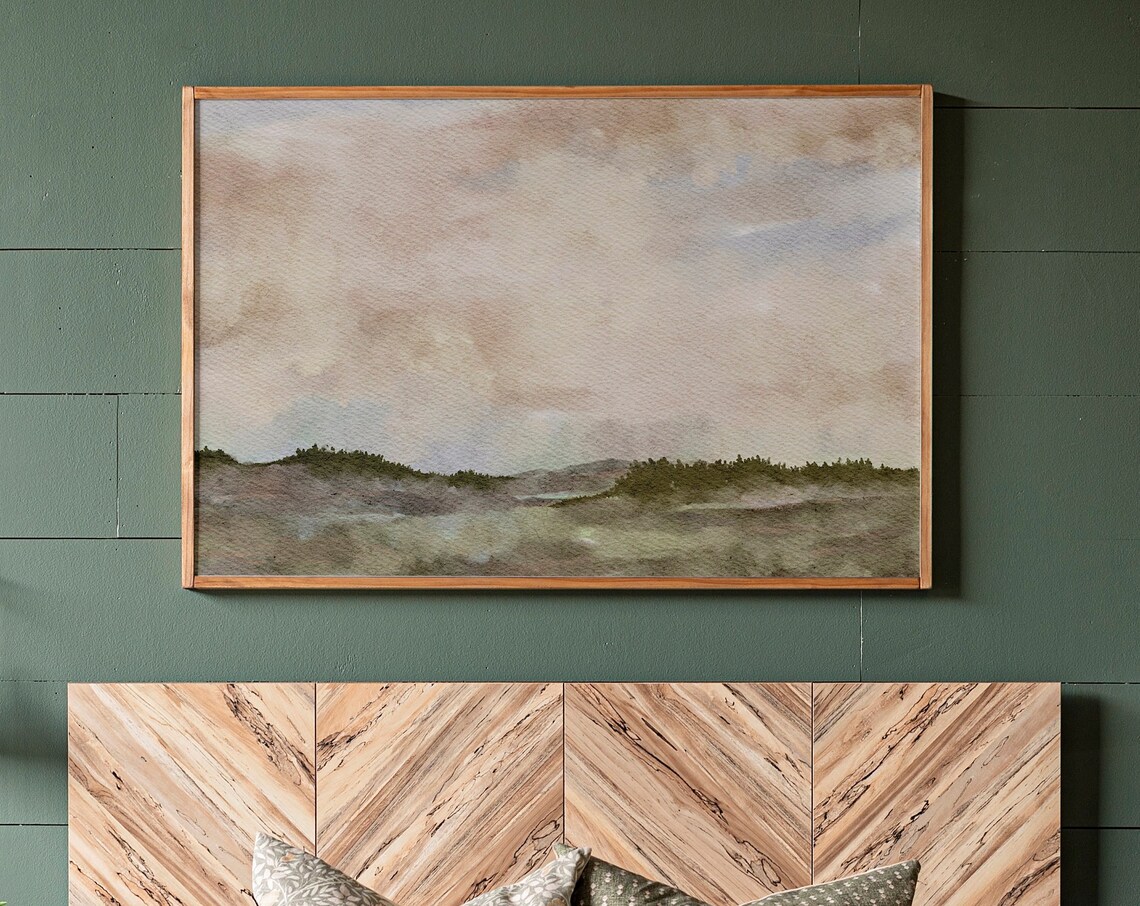 Muted Neutral Sky Abstract Art Print for Bedroom - Image 3