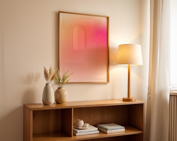 Soft Pink Yellow Aura Gradient Abstract Sunset Glow Energy Poster
