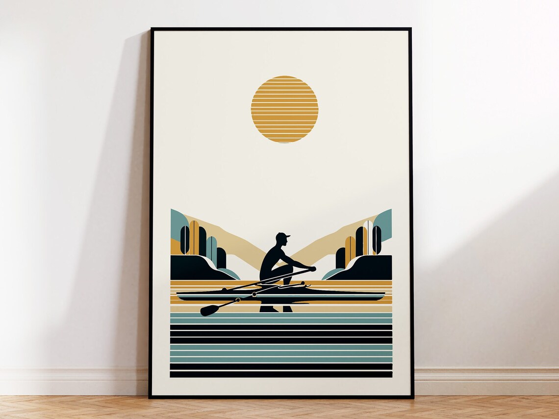 Rowing Mid-Century Gallery Wall Art Print