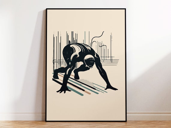 Competitive Swim Track Start Print For Cool Swimmer Gift I Framed Swimming Poster In Black And Beige Graphic Art For Contemporary Wall Art