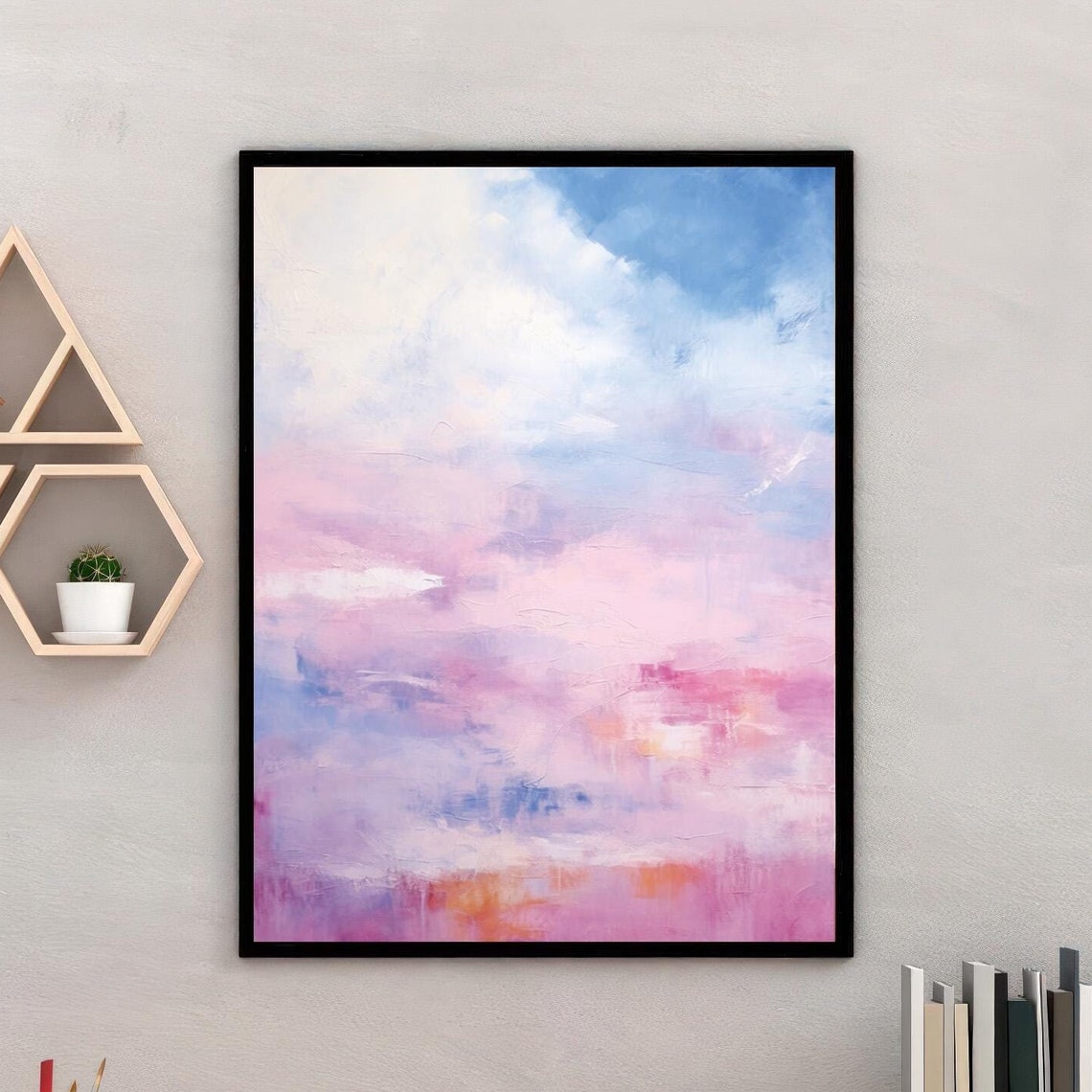 Pastel Pink Sky Impressionist Abstract Cloud Painting Poster - Image 3
