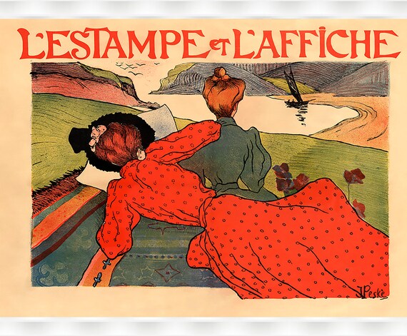 L Estampe et l Affiche Jean Peske Seaside Women Vintage Art Poster