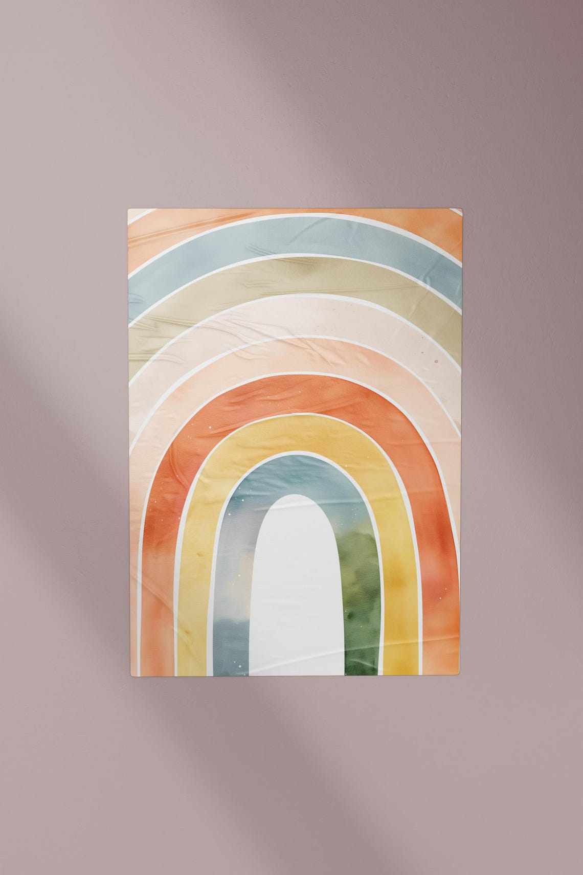 Muted Earth Tone Watercolor Rainbow Arch Minimalist Kids Poster