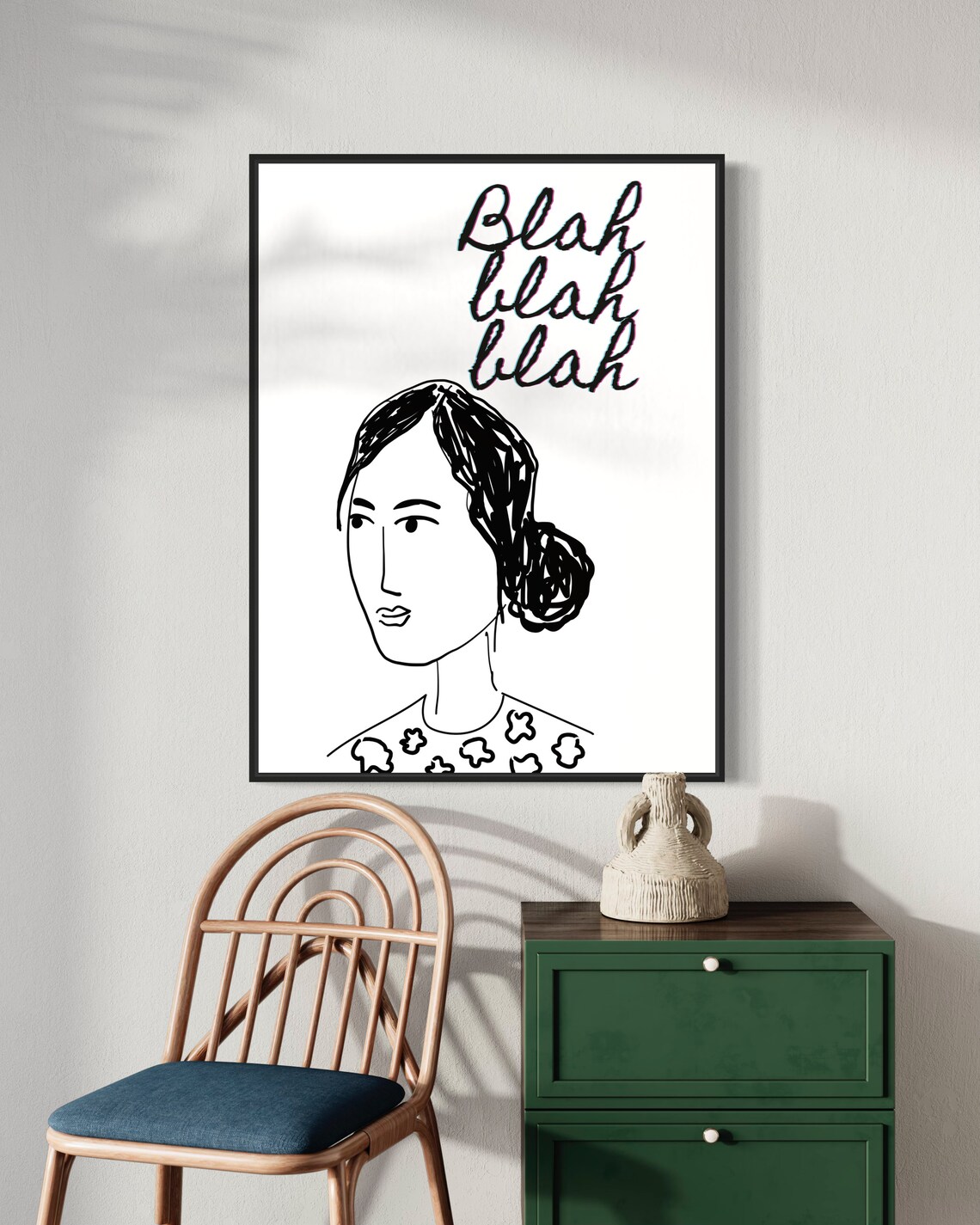 Blah Blah Blah Art Print Funny Poster Preppy Wall Decor Black And White Girly Wall Art - Image 2