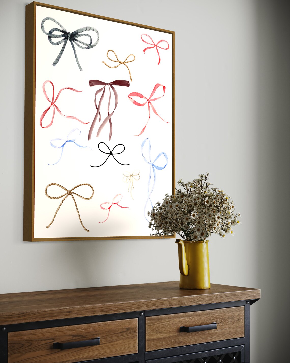 Watercolor Ribbon Bows Collage Coquette Colorful Girly Room Decor Poster - Image 4