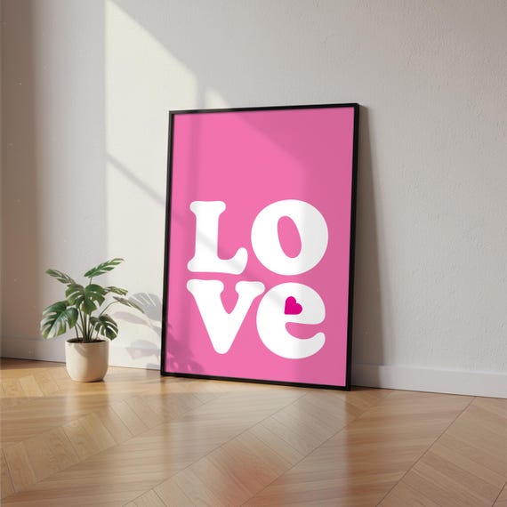 Pink Love Pop Art Print Retro Typography