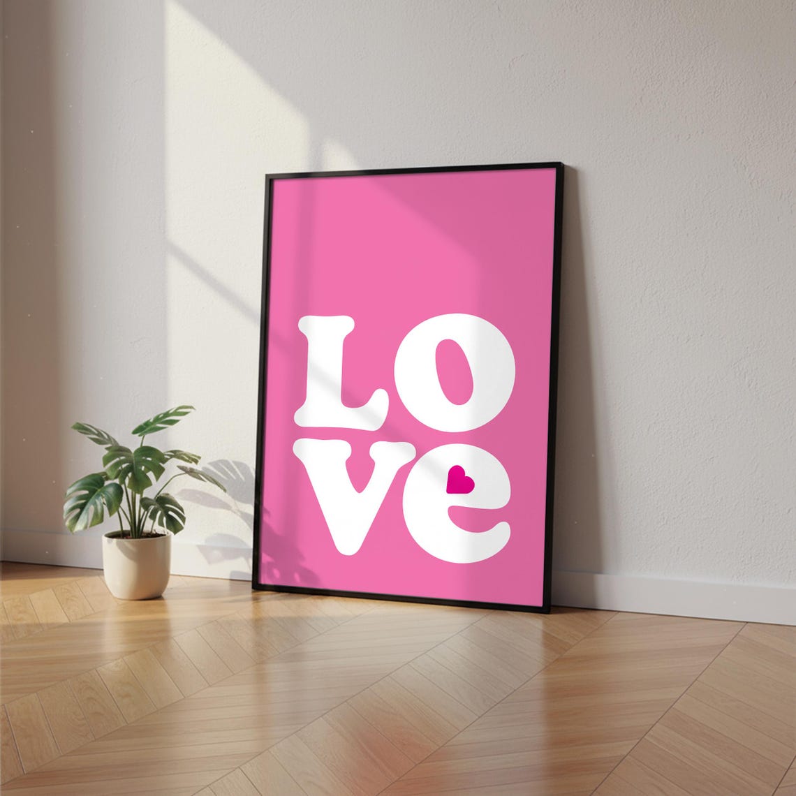 Pink Love Pop Art Print Retro Typography