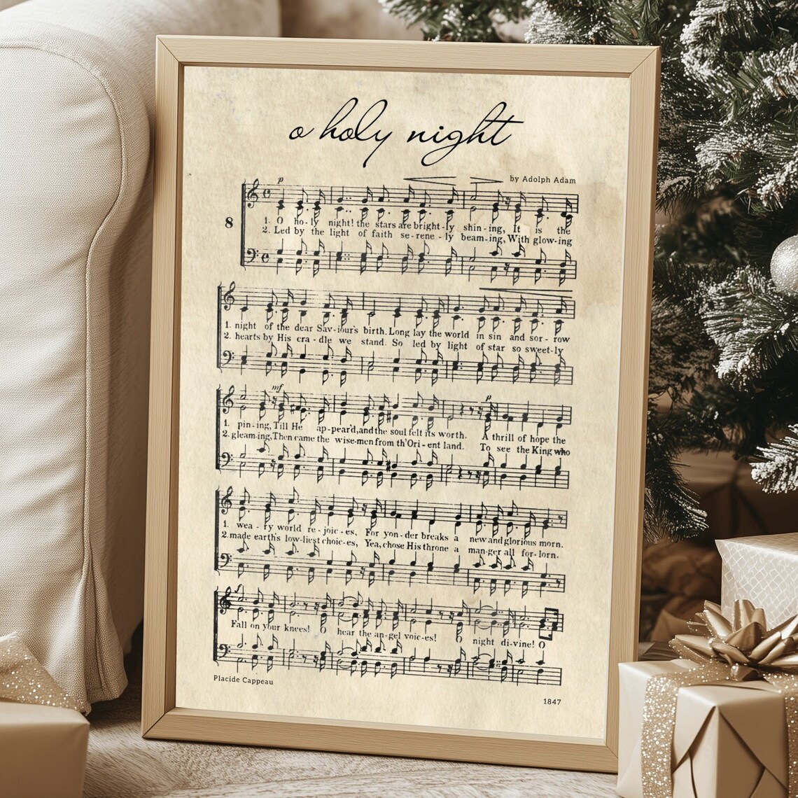 O Holy Night Vintage Christmas Song Wall Art Print - Image 4