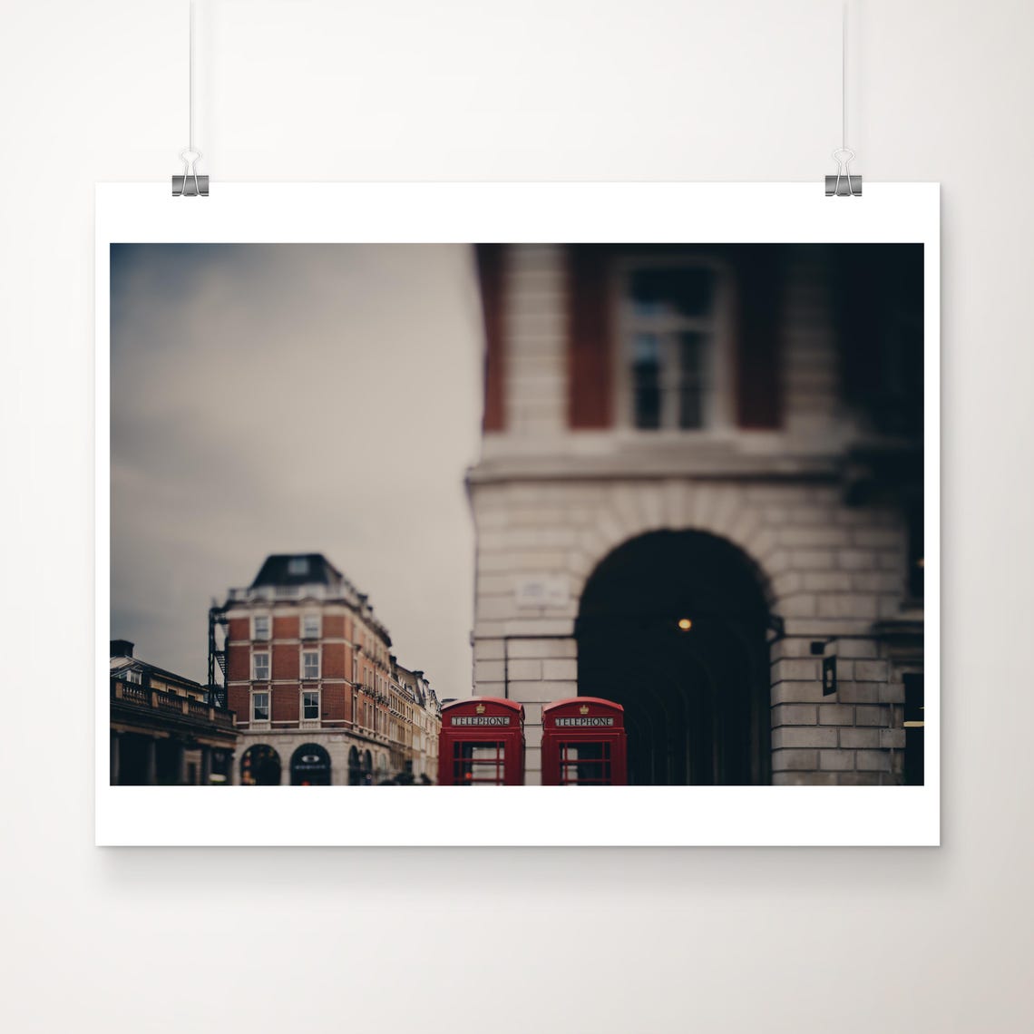 London Red Telephone Boxes Covent Garden Tilt Shift Photo Print