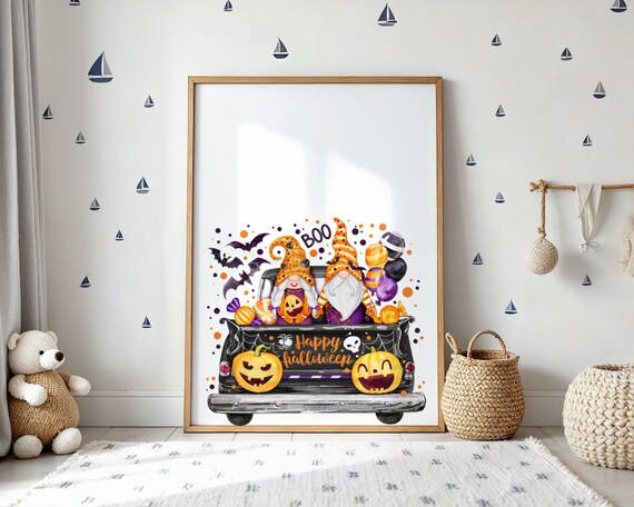 Set Of 6 Cute Halloween Wall Art Print Witchy Poster For Kids Nursery Or Baby Room Decor