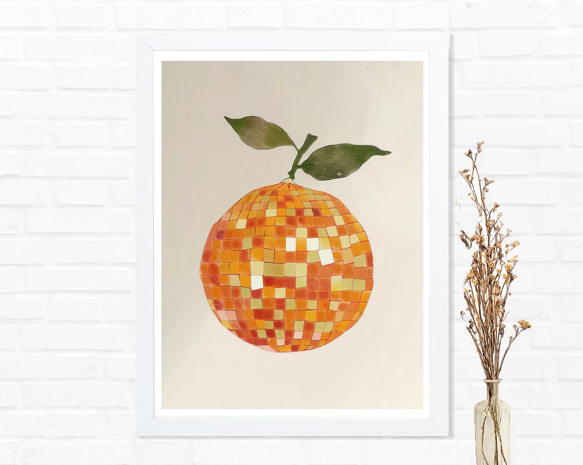 Disco Ball Orange Citrus Fruit Trendy Kitchen Wall Decor Poster - Image 2