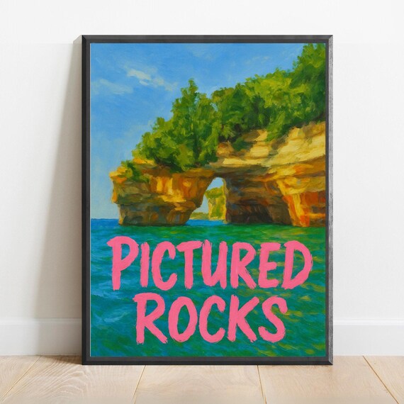 Pictured Rocks Michigan Sandstone Arch Over Lake Superior Poster