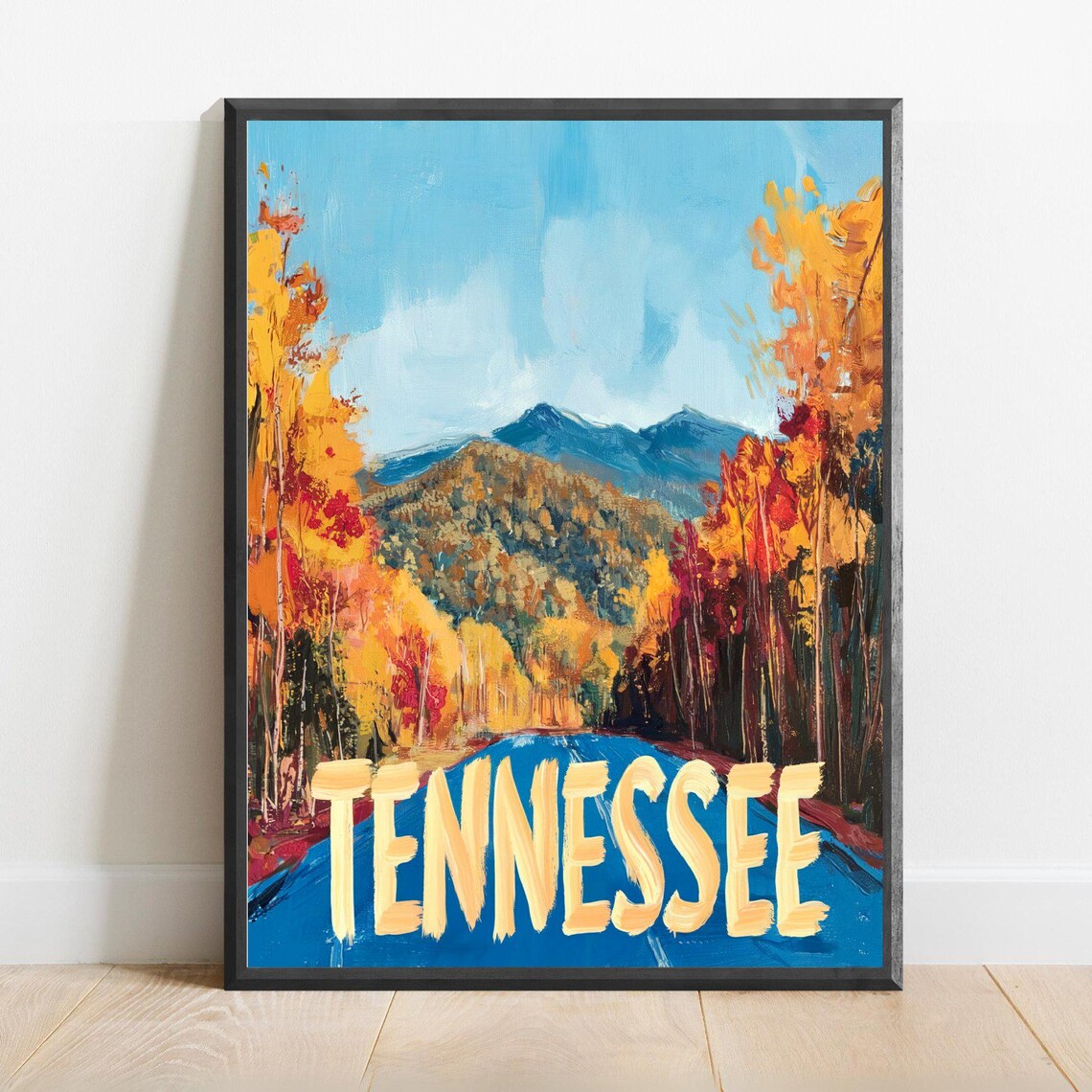 Tennessee Fall Foliage Mountain Road Autumn Landscape Travel Poster